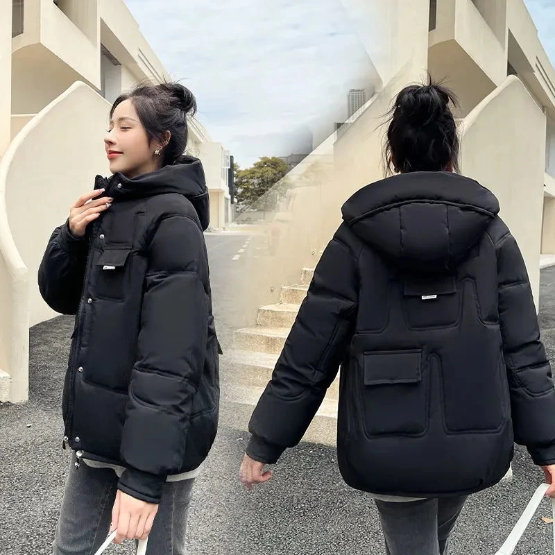 Women Winter Cotton Padded Jacket 2022 New Warm Thick Cotton Padded Coat Female Winter Hooded Parkas Coat Women Loose Outwear