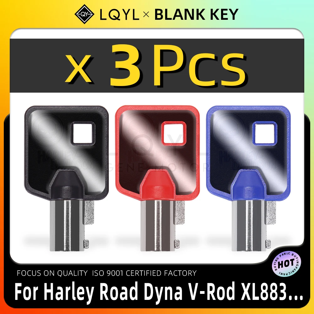 3Pcs New Blank Key Replace Keys For Harley Touring Street Glide Road Glide Road King Dyna Softail Fat Boy V-Rod XL 883 1200 X4
