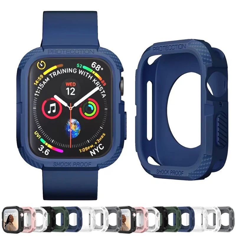 

Rugged Cover for Apple Watch Case 44mm 40mm 45mm 41mm 42mm 38mm Tpu Shockproof Protective bumper iwatch 4 5 6 SE 7 8 Accessories