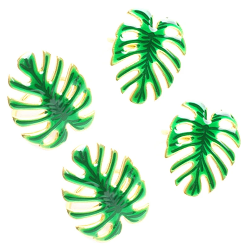 

Best 12Pcs Green Leaf Napkin Rings For Wedding Dinner Party Christmas Kitchen Gold Leaf Serviette Buckle Napkin Decoration