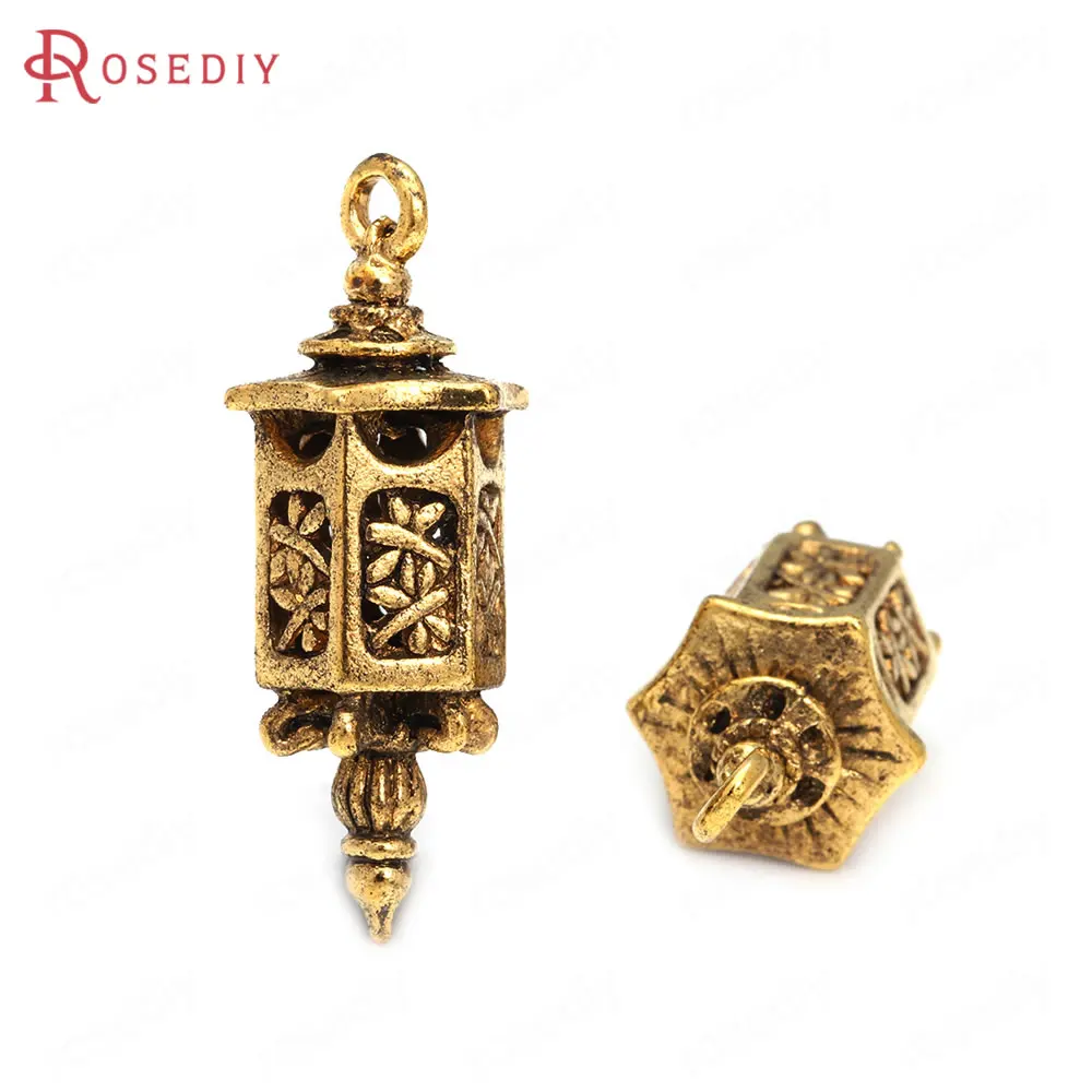6PCS 35x12MM Antique Bronze Vintage Style Zinc Alloy Lanterns Charms Pendants Jewelry Making Supplies Diy Findings Accessories - купить по
