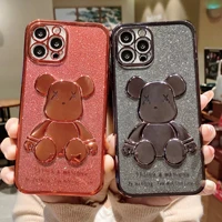 protector iphone 13 pro max cute bear silicone flash drill transparent soft case for iphone11 12 xs girls phone back cover case
