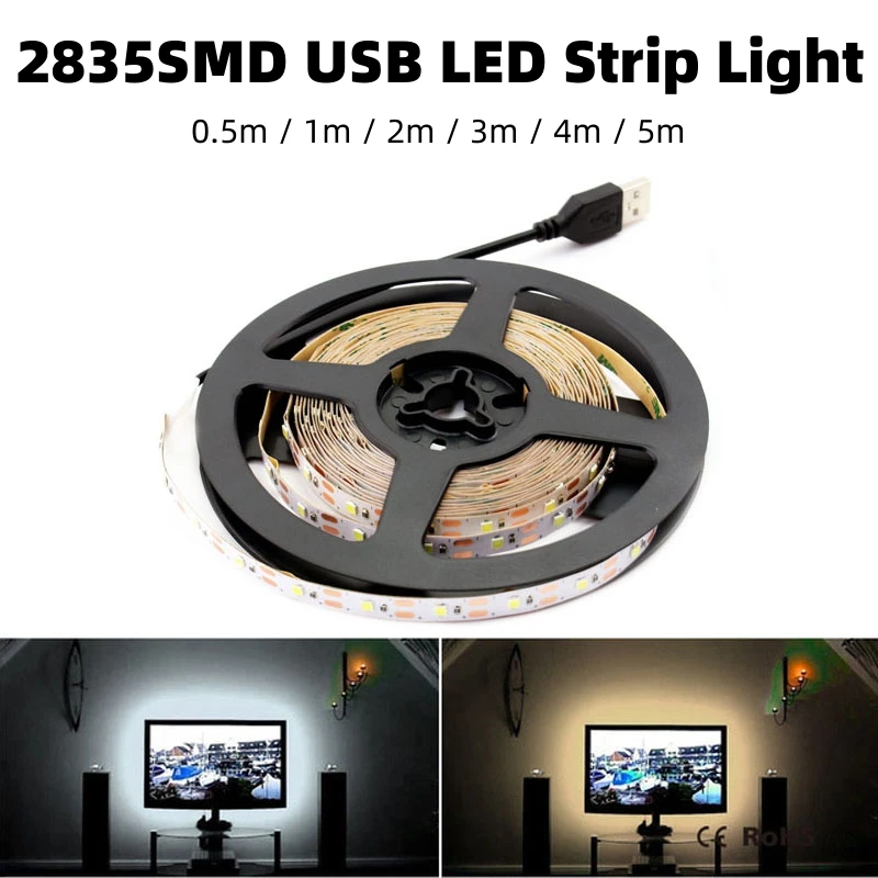 

Strip Light USB LED Lamp Tape SMD2835 TV Backlight LED Strip 5V Flexible Ribbon Lamp For Room Decoration Lighting 0.5 1 2 3 4 5m