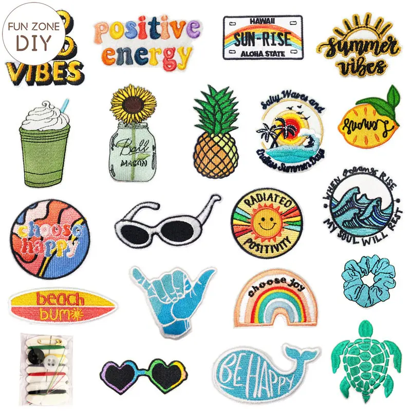 FZdiy мультфильм КИТ лимон солнце оттенки железная нашивка для одежды DIY Футболка аппликация вышивка искусство значок