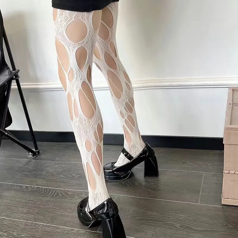 Готические женские сексуальные чулки с разрывными дырками женское нижнее белье