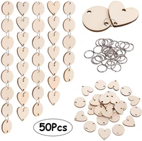 50pcs wooden circle heart tags hanging decor with hole rings christmas wooden ornaments diy arts crafts for birthday board decor