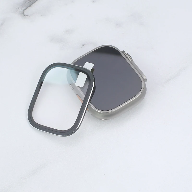 Metal Bumper+Tempered Glass For Apple Watch 49mm Accessories Screen Protector Anti-Scratch HD Full Film iWatch Ultra 49 MM