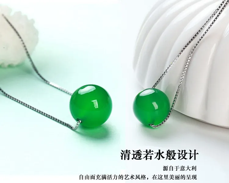 

100% Natural 925 sterling silver green luck round beads jade pendant jade necklace men necklaces women pendants jadeite jade