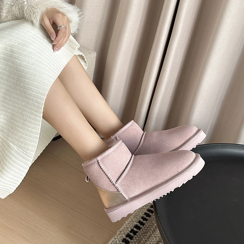 Зимние женские ботинки из спилока на платформе с круглым носком размер 35 - 43 цвет