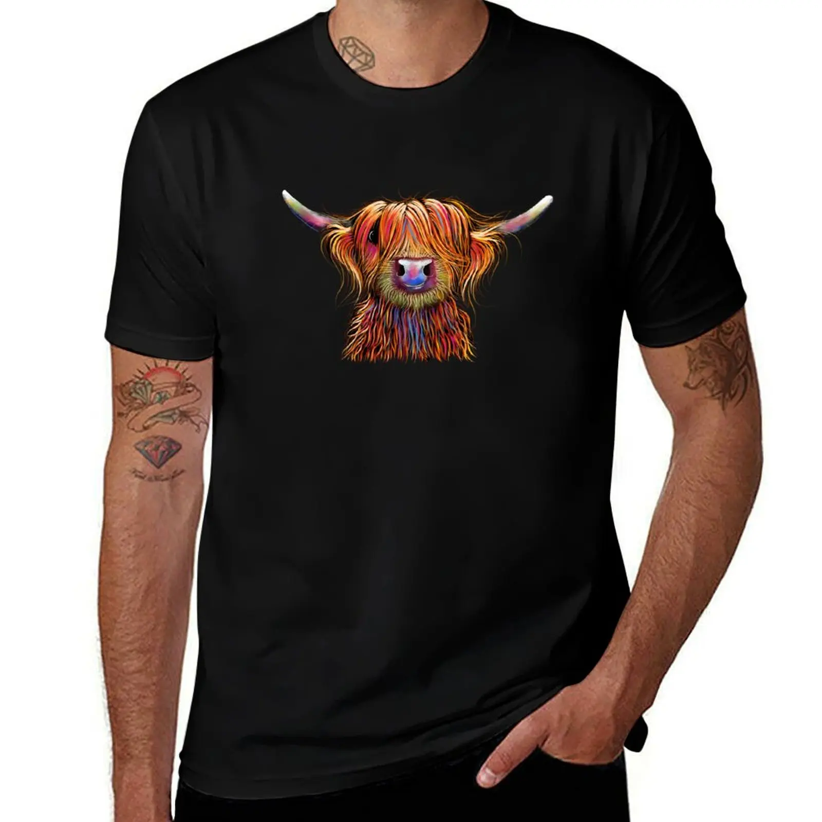 Футболка HIGHLAND COW ➾RTie' BY SHIRLEY MACARTHUR винтажные футболки летняя рубашка
