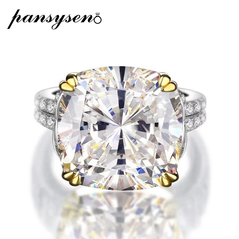 

PANSYSEN 100% 925 Sterling Silver 10ct Pink Sapphire Citrine High Carbon Diamond Wedding Engagement Rings for Women Fine Jewelry