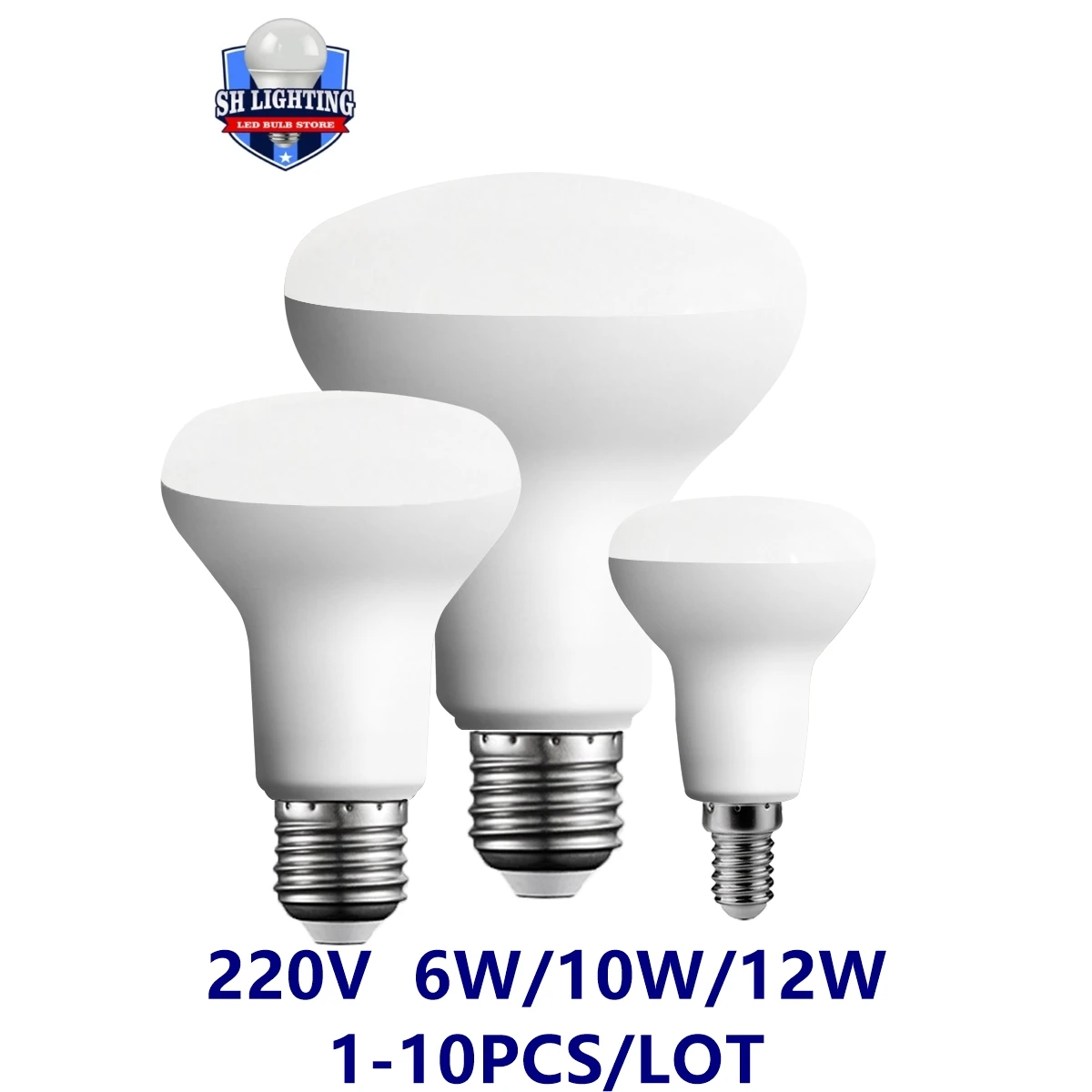 

1-10PCS LED Mushroom light bath master middle light R80 R63 R50 220V 6W 10W 12W in line with ERP2.0 strobo-free warm white light