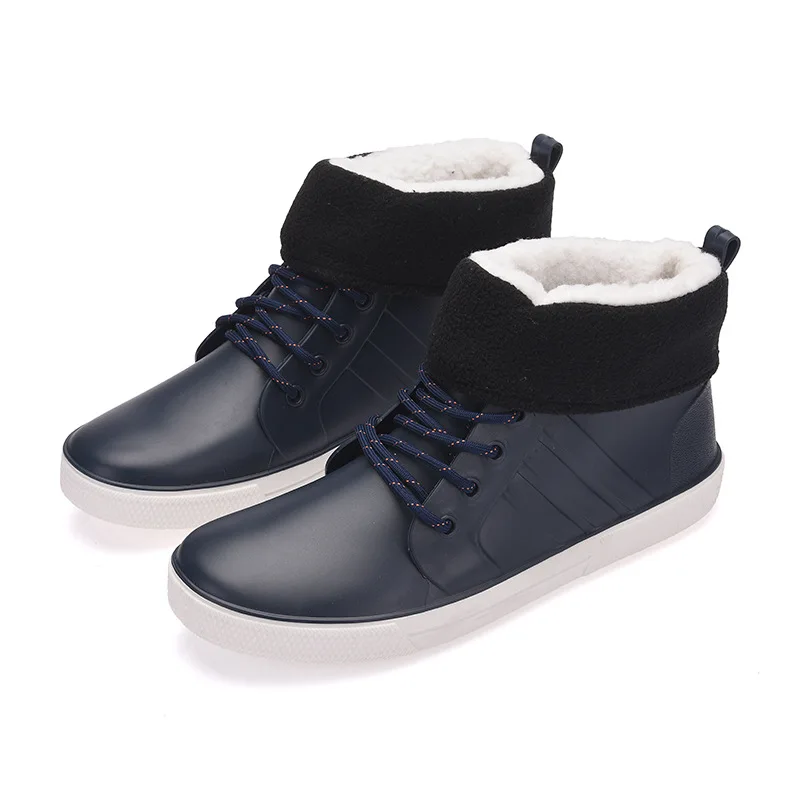 

Fashion Non-slip Thickened Winter Rain Boots Men's Short Boots with Plush Rain Boots Fishing Overshoes Kitchen Work Shoes