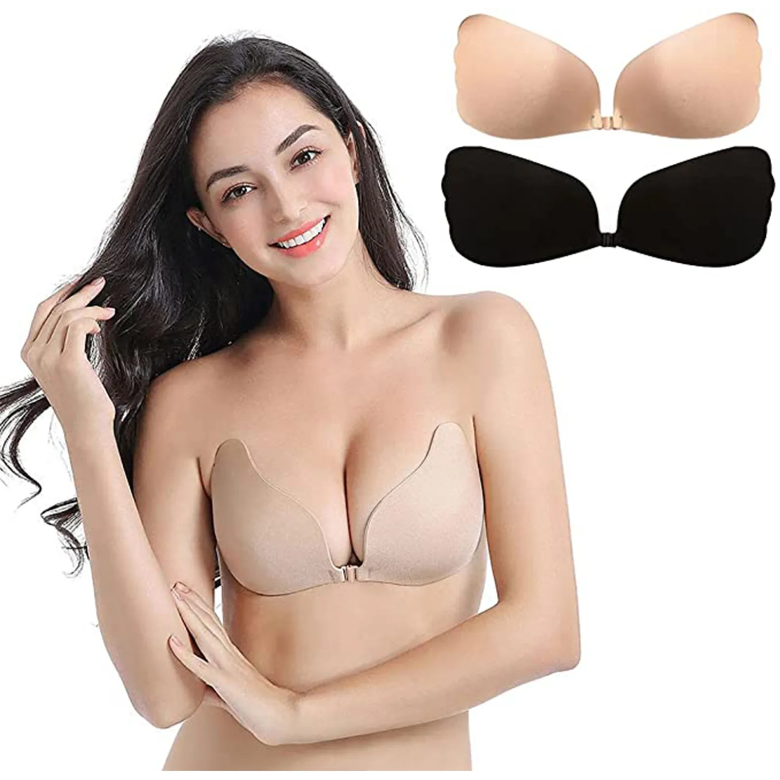 

2pc Women Sexy Instant Breast Lift Invisible Silicone Push Up Bra A/b/c Fly Bra Strapless Silicone Push Up Gathers Bra Женский