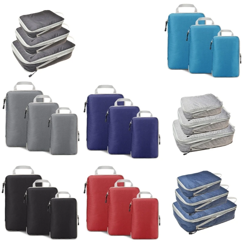 

W3JA 3Pcs Travel Storage Bag Compressed Handbag Luggage Organizer Household for School Office File Book Collection Supplies