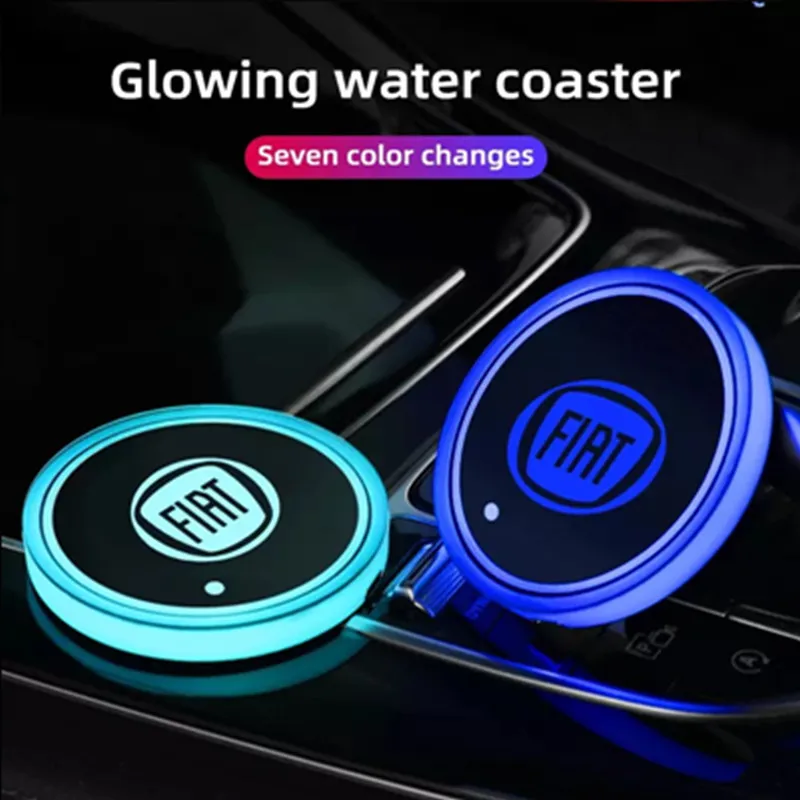 

Car Led Atmosphere Light Water Cup Mat For FIAT Panda Bravo Punto Linea Croma 500 595 500C Ducato Tipo Doblo Abarth Punto Bravo