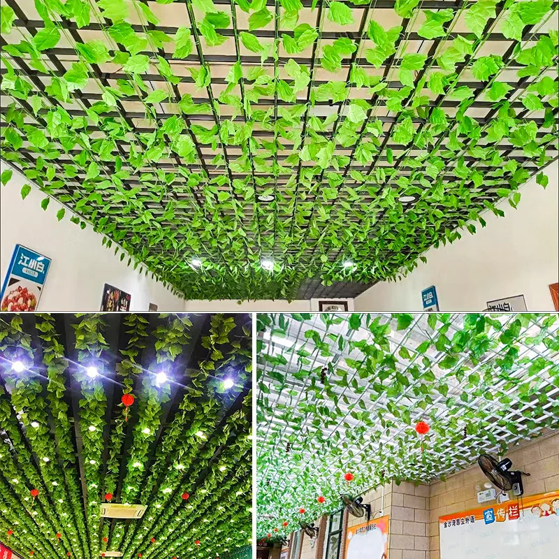 

Simulation Grape Leaf Vine, Evergreen Plant, Pipe Ceiling Decoration, Green Ivy Vine, 12Pcs