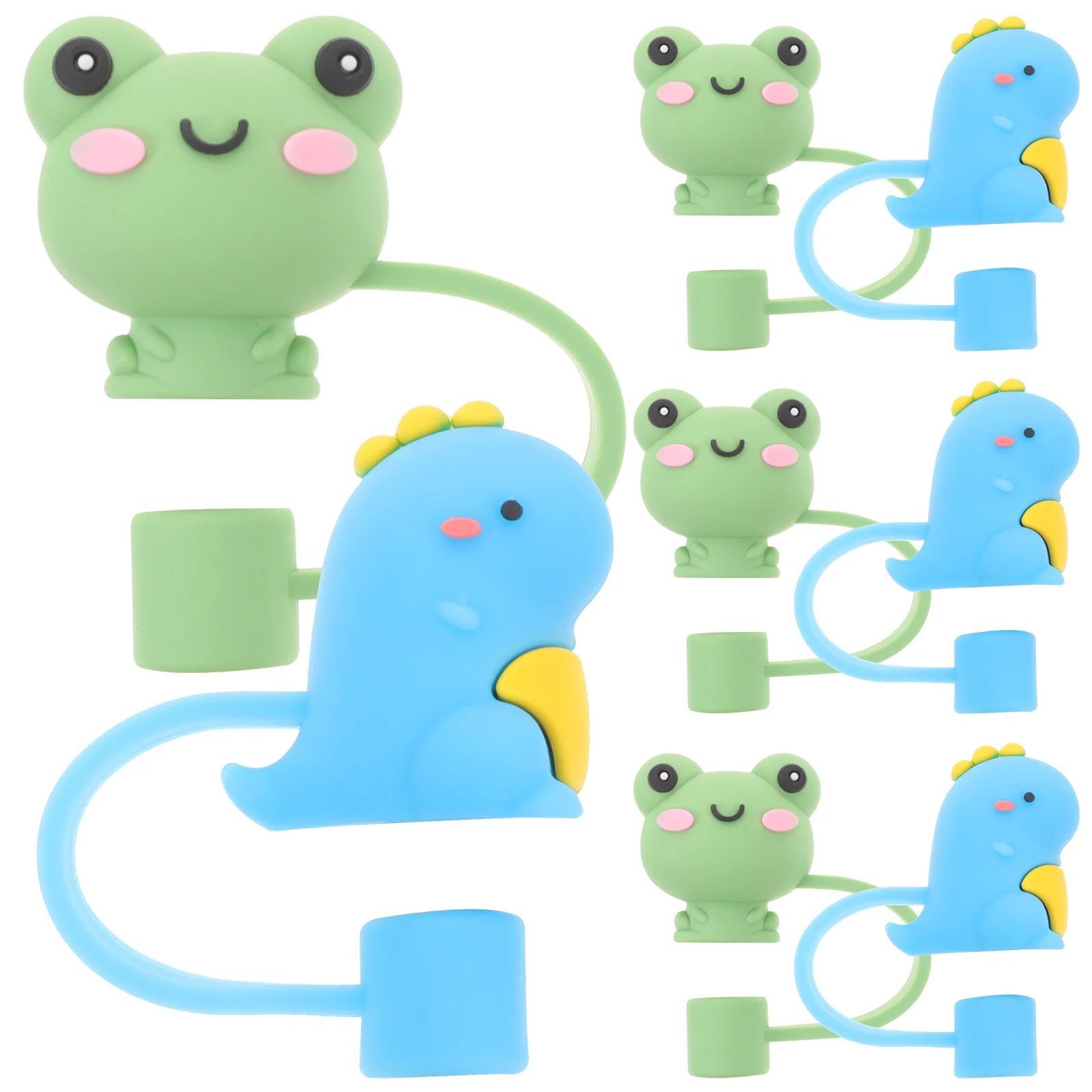 

Straw Cap Cover Drinking Silicone Plug Animals Tips Party Tip Protector Caps Cute Toppers Tumbler Proof Detachable Topper Metal