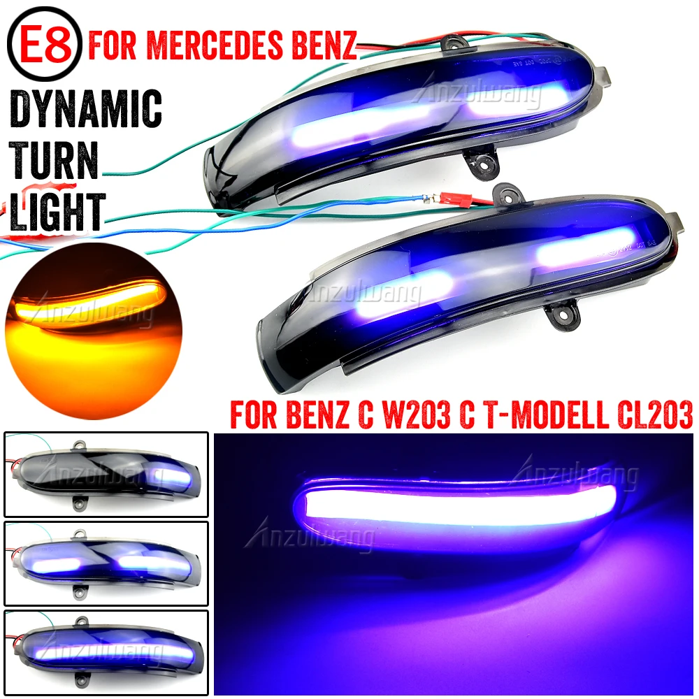 

For Mercedes Benz C Class W203 S203 CL203 2001-2007 Dynamic Turn Signal LED Side Mirror Indicator Blinker Sequential Light