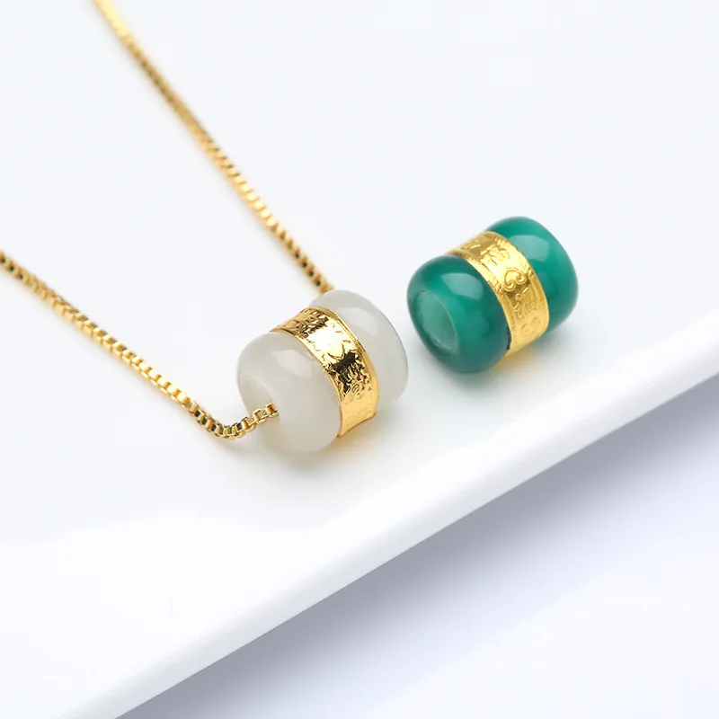 

HOYON Certified Real 24K Solid Pure 999 Yellow Gold Pendant Jade Natural Chain Necklace for Women Men Jewelry Birthday Gifts