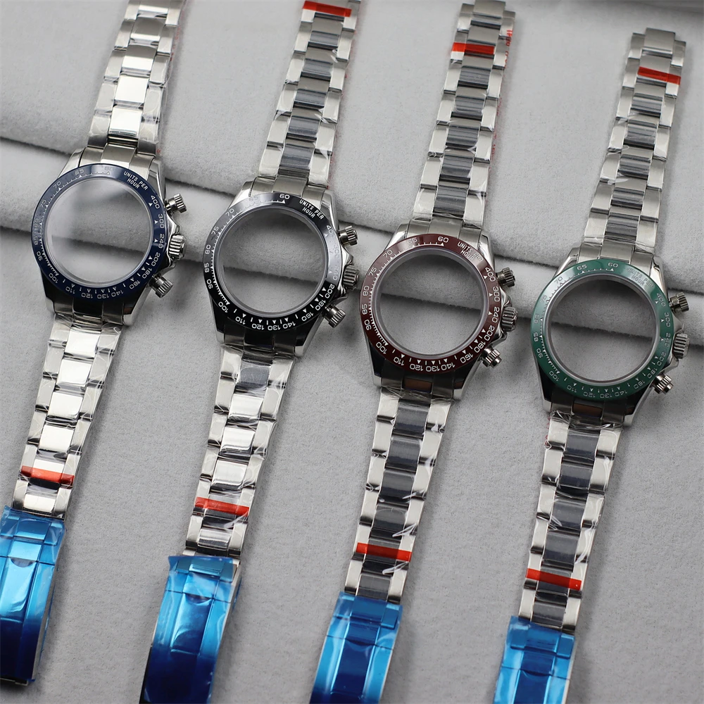 41mm Multi-functional Chronograph Case Diving Waterproof Watch Case 316L Steel Case Strap Accessories for VK63 Movement