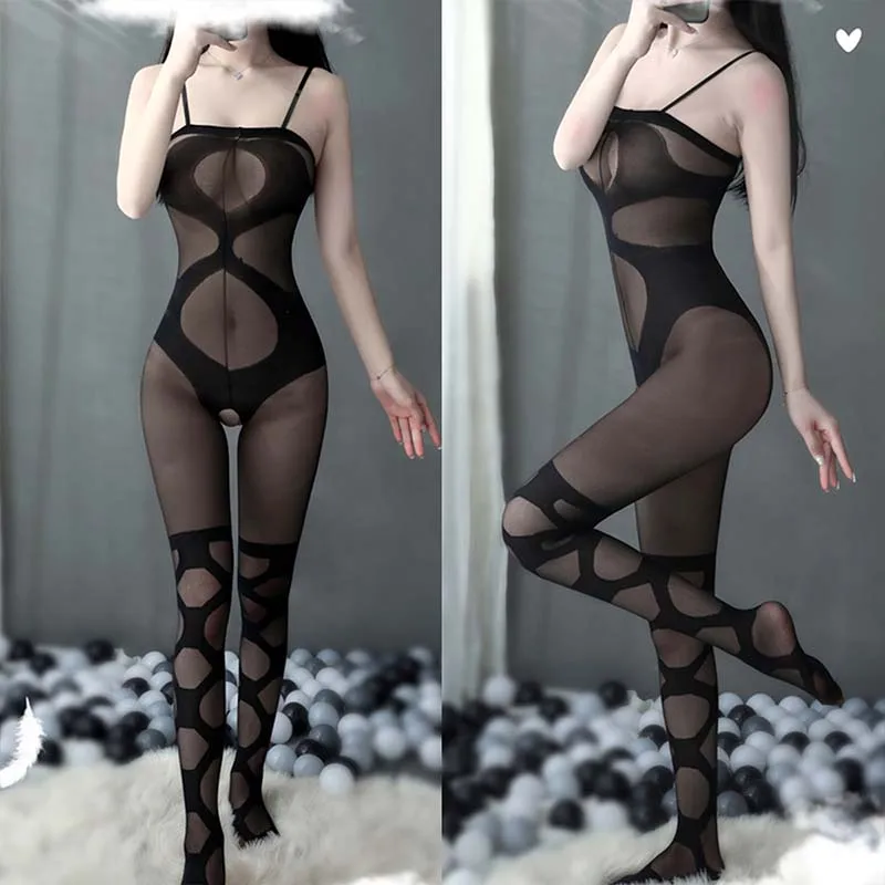

Sexy Plaid Whole Body Lingerie Women Teddies Bodysuit Erotic Lingerie Open Crotch Stretch Sling Body Stockings Porno Underwear