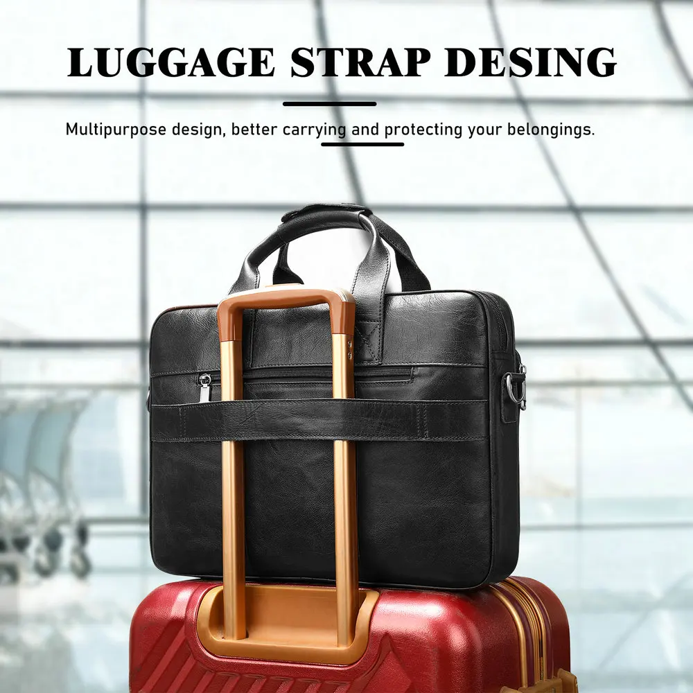 Мужской кожаный портфель DEHAI деловая дорожная сумка-мессенджер для ноутбука 15 6