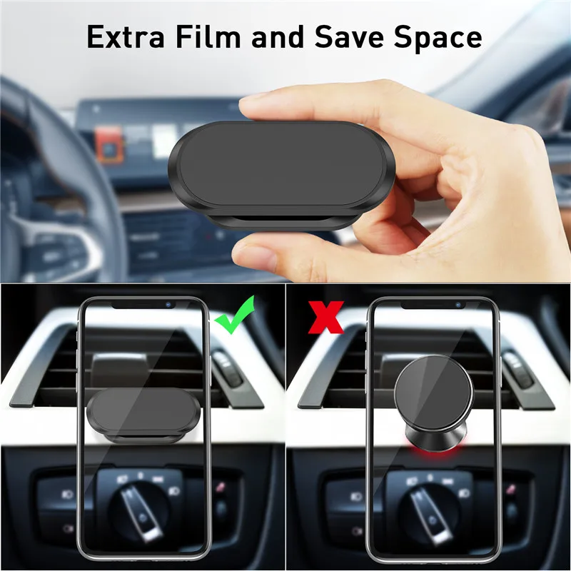 magnetic car phone holder rotatable mini strip shape stand for huawei metal strong magnet gps car mount for iphone 11 free global shipping