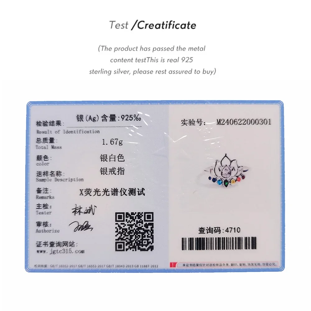 Trumium Real 925 Sterling Silver Lotus Flower Boho Rings for Women Simple Trendy Colorful Zircon Wedding Ring Fine Jewelry Gift