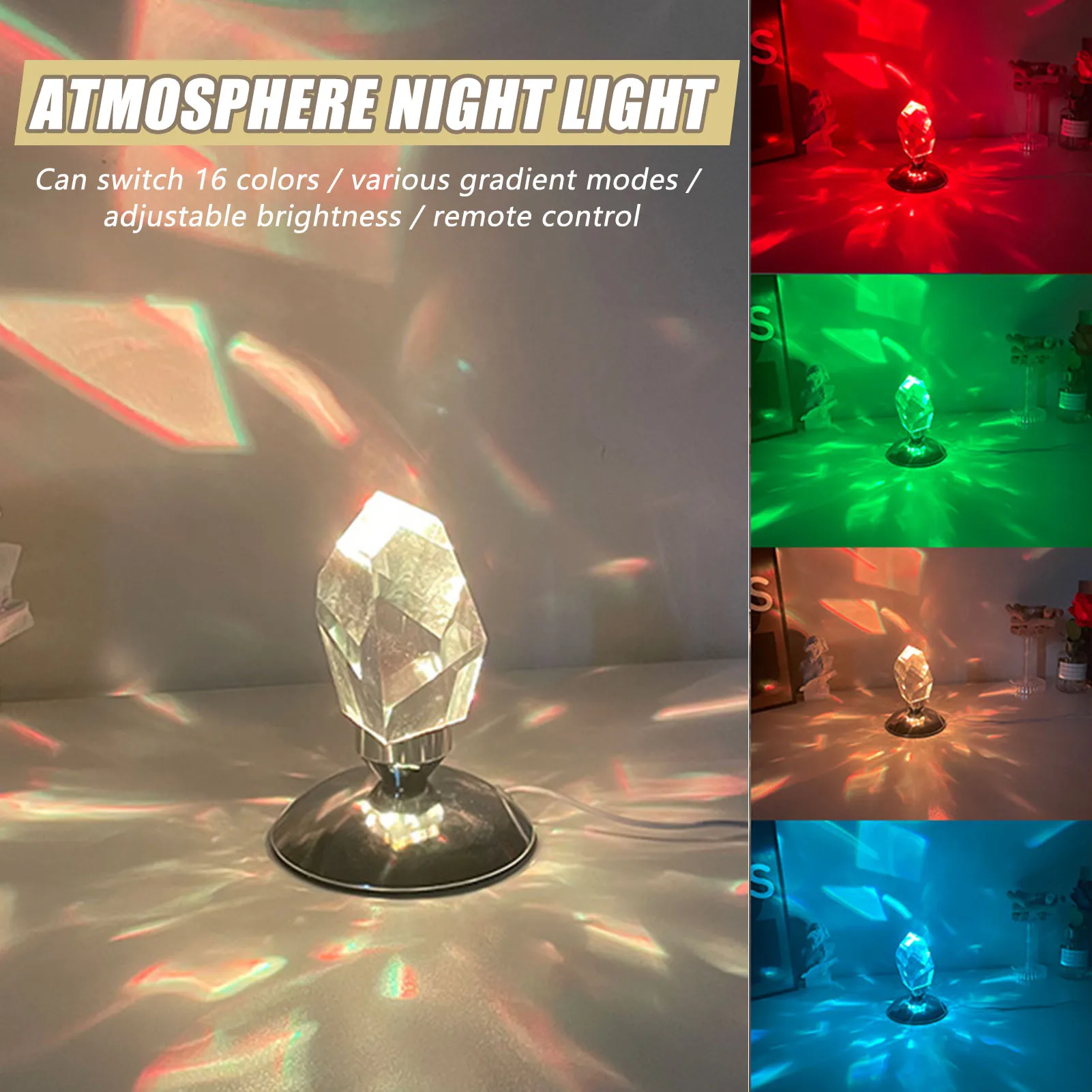 

Creative Crystal Table Lamp Multipurpose Adjustable Bedside Night Light Rechargeable Durable Crystal Bedside Lamp NIN668