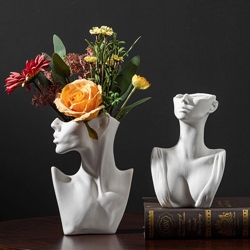 

Flower Vase Statue Abstract Figure Flower Pots Vases Bedroom Living Room Desktop Decoration Nordic Home Decor Stand for Flowers