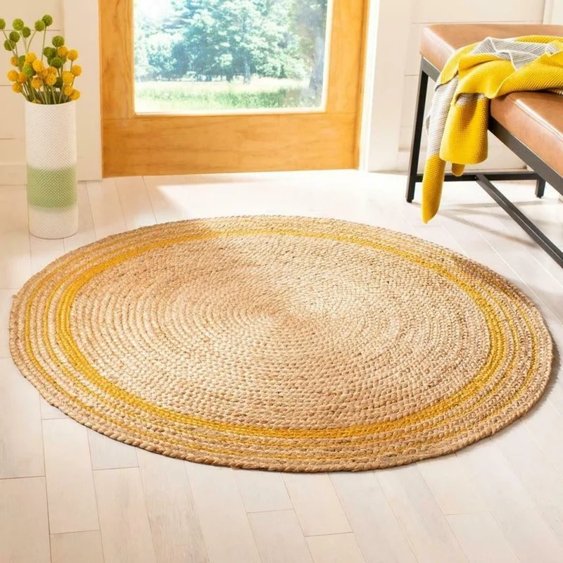 Jute Woven Natural Carpet 100% Style Reversible Rustic Appearance Area Home Living Room Decorative Carpet
