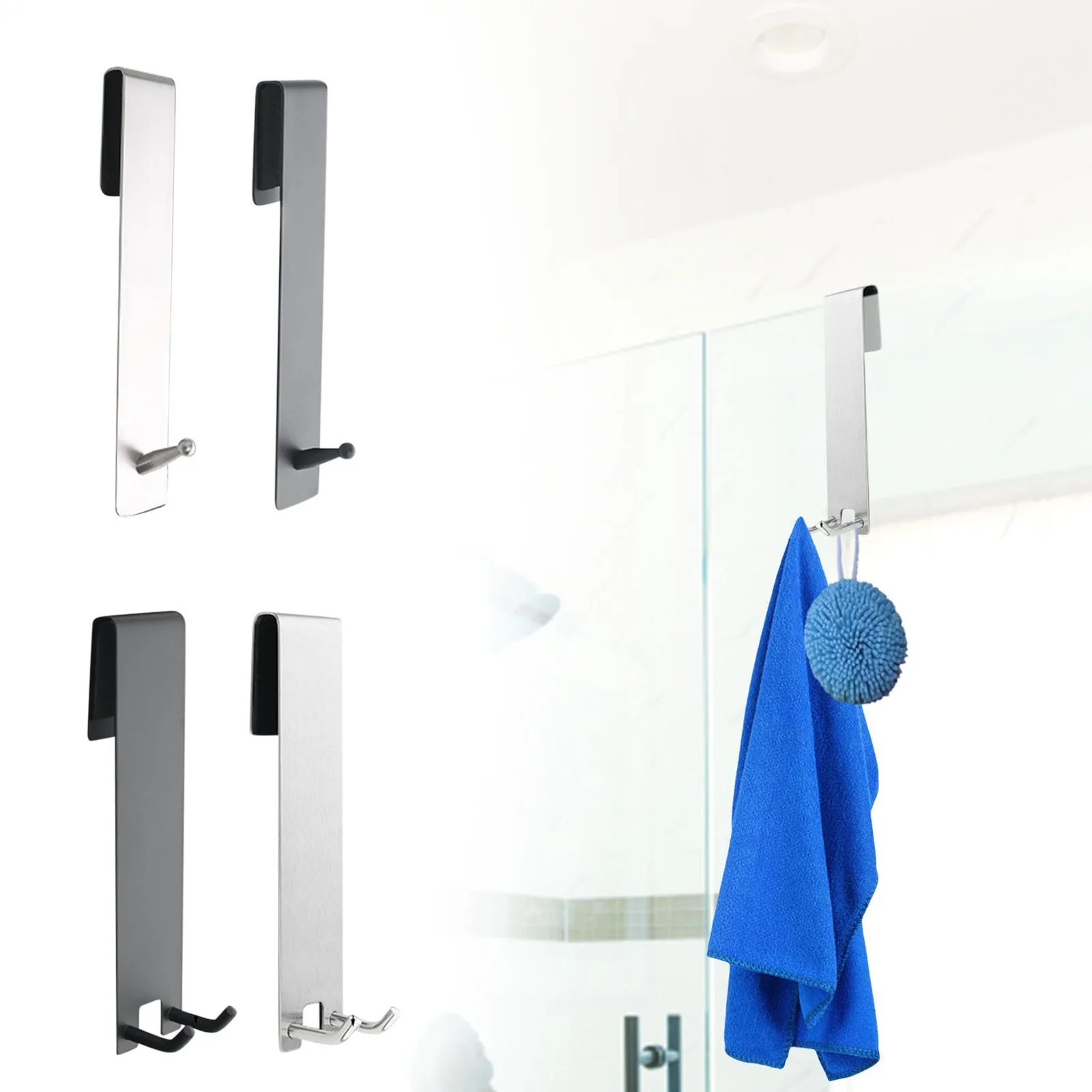 

Extended Door Hooks For Bathroom Frameless Glass Shower Doors, Stainless Steel Towel Hooks, Heavy Duty Hanger Hooks Crochet