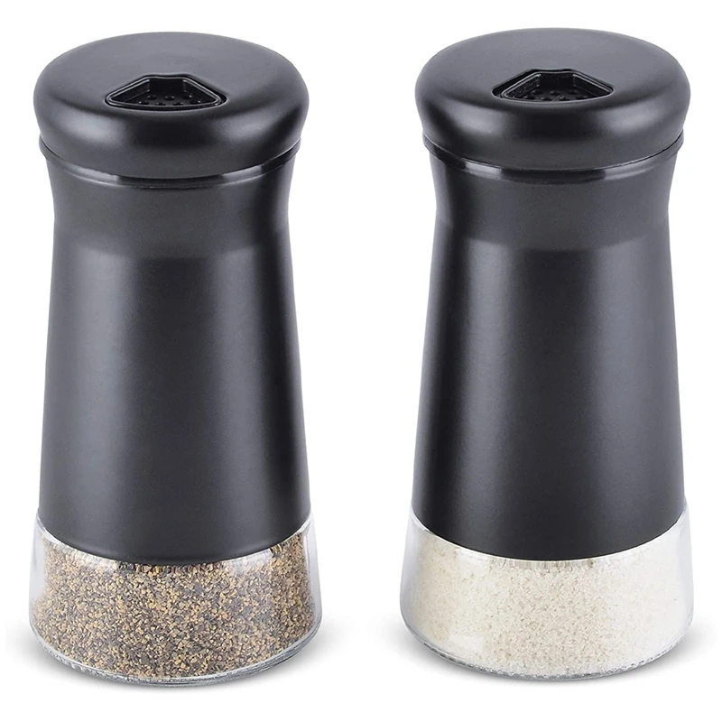 

Pepper Shakers with Adjustable Pour Holes Elegant Stainless Steel Salt and Pepper Dispenser Perfect for Sea Salts 2Pcs