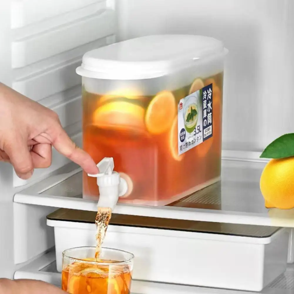 

3.5l Refrigerator Cold Kettle Jugs With Tap Lemon Bottle Dispenser Gadgets Juice Drink Faucet Kitchen Beverage Spigot Water V4x6