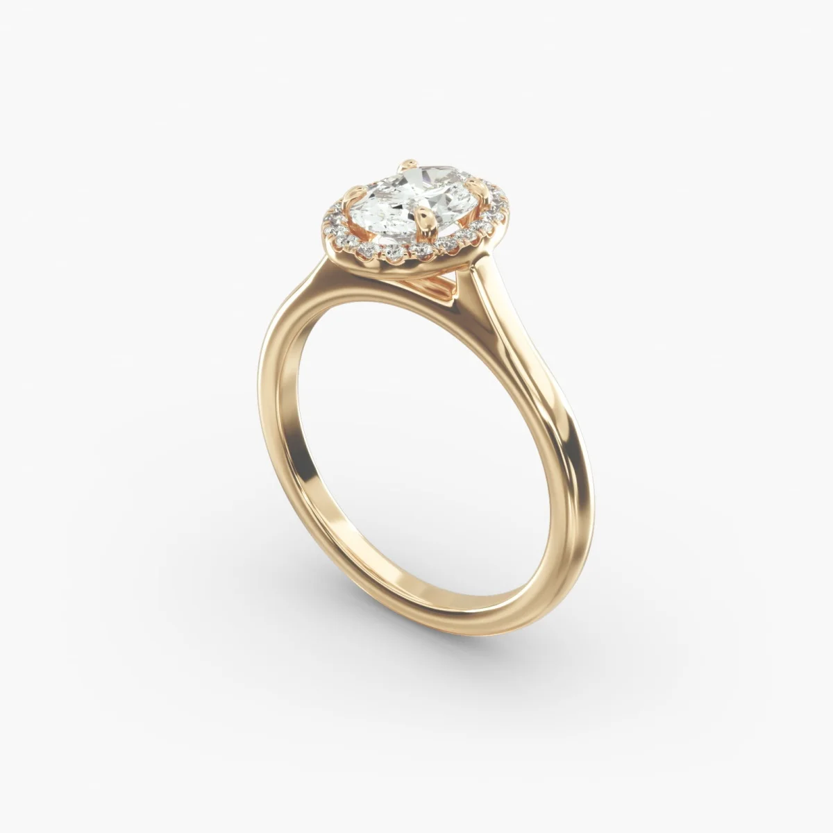 Фото Обручальное кольцо Pavé Diamond Halo из желтого золота 9K/14K/18K 0,5-2,0 карата, сертификат IGI, овальная огранка, выращенное в лаборатории кольцо с натуральным бриллиантом №2