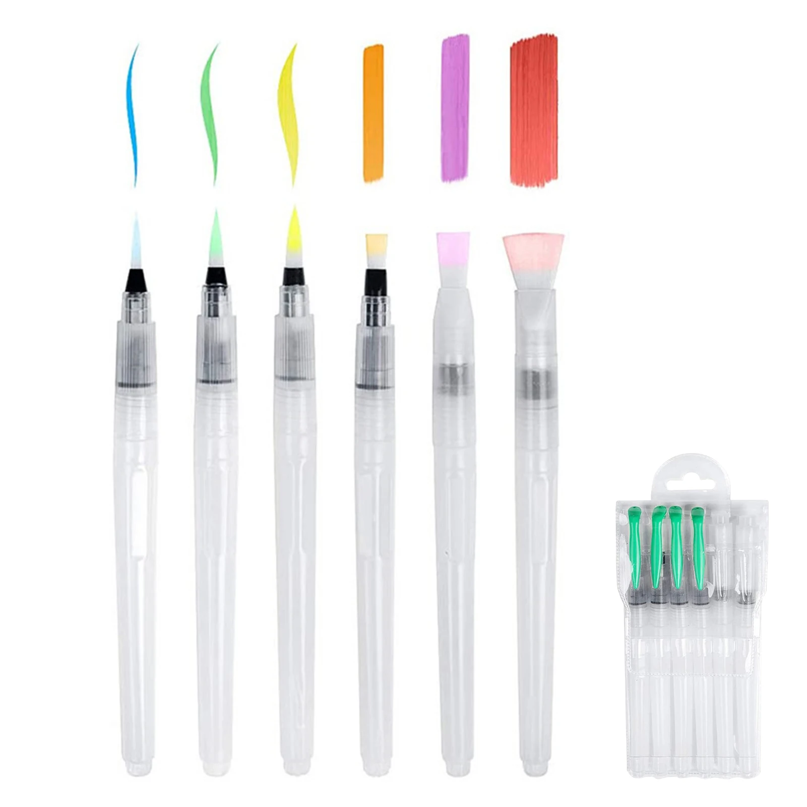 

6pcs Office Multifunctional Home Portable For Watercolour Art Supplies Stationery Refillable School Different Size Paint Brushes