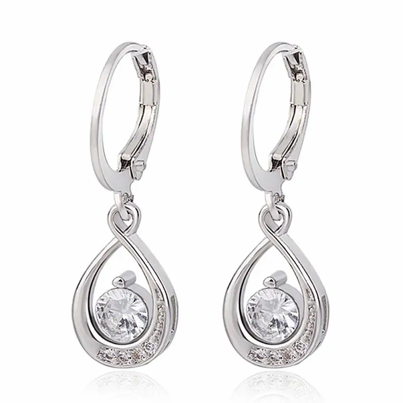 

HOYON Diamond style Drop Earrings Female Shining Sapphire Jewelry for Women gift Brincos Bizuteria Orecchini S925 Silver Color