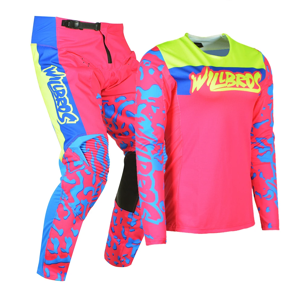 MX Combo Pink Jersey Pants Enduro Gear Set MTB DH Downhill Bike Woman Outfit Suit ATV UTV Off-road Willbros Cycling Lady Kits