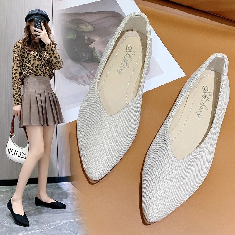 Women's flats 2023 summer light and comfortable ballet flats women's breathable flats ballet shoes casual pointed toe boat shoes