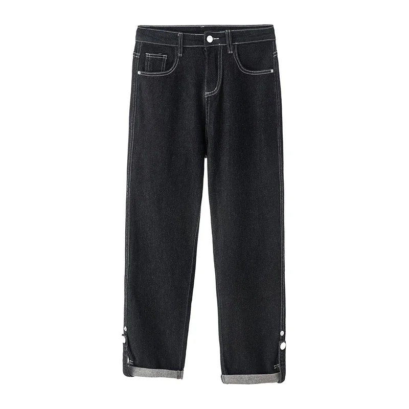 Широкие джинсы Y2K с пуговицами и манжетами капри для мам винтажная уличная одежда