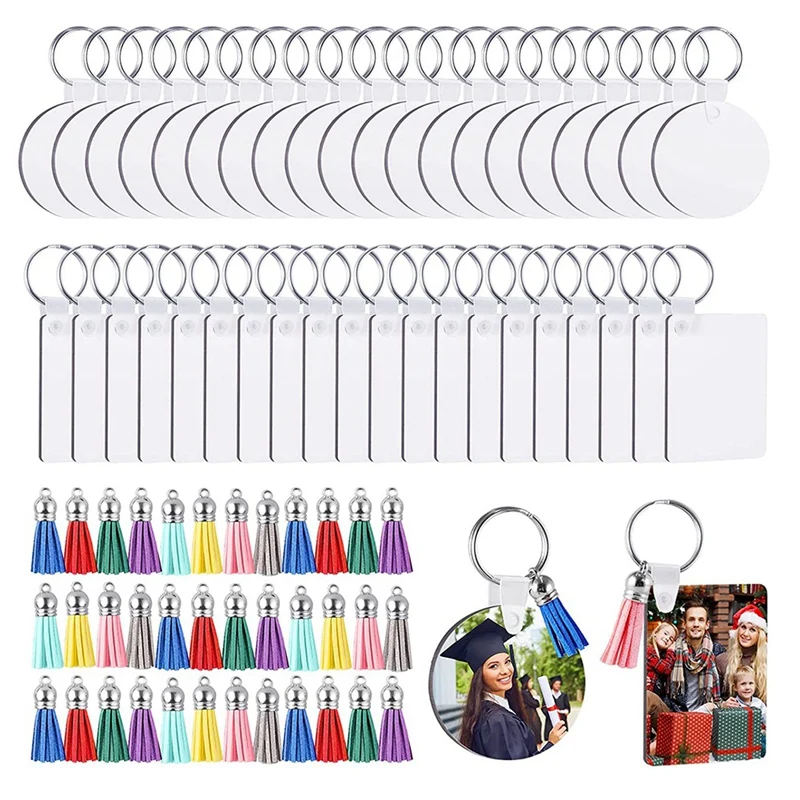 

MDF Sublimation Blanks Keychain Bulk, Sublimation Keychain Blanks With Key Ring Double-Sided For DIY Craft Making
