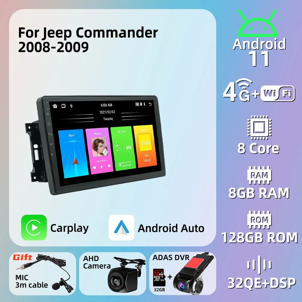 

Автомагнитола 2 Din Android для Jeep Commander 2008-2009, автомобильная стереосистема с GPS, Wi-Fi-навигацией, Авторадио, мультимедийный плеер, головное устройс...