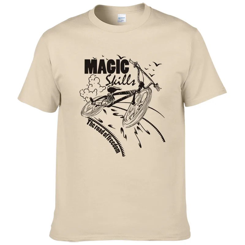 

Magic Skill Road Of Freedom Bicycle T Shirt Men Cotton Style Short Sleeve Tops O'Neck Streetwear Tees Biker Shirt