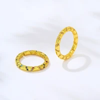 fashion rainbow color classic simple round circle finger rings multicolor cubic zirconia baguette ring for women