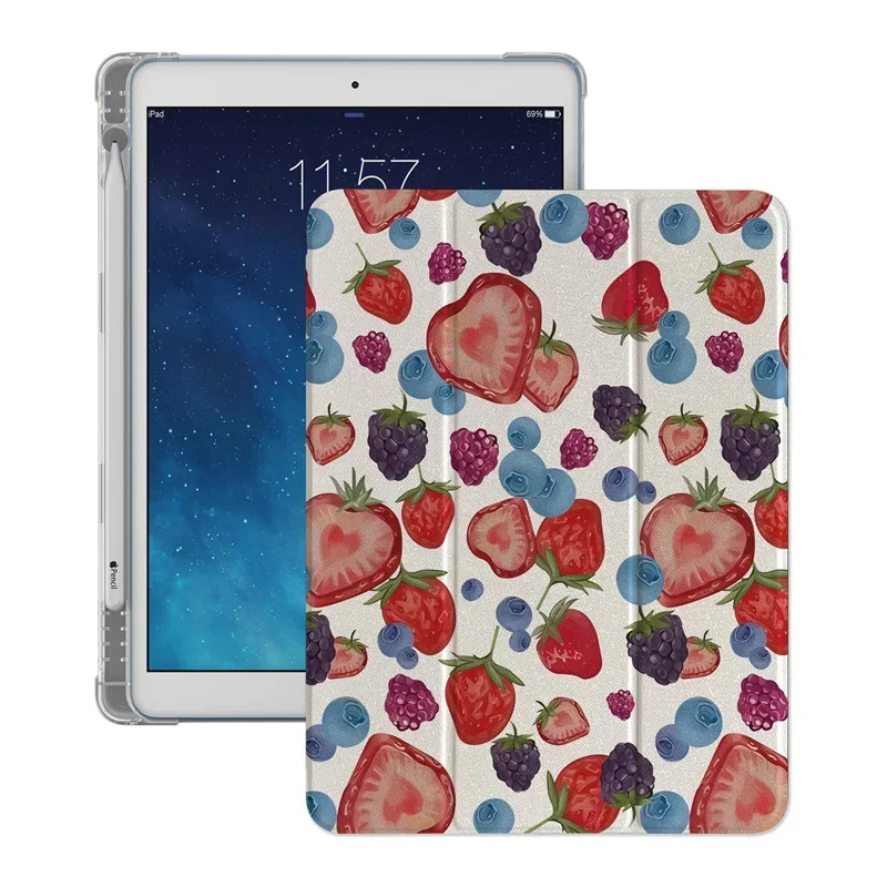 Painted strawberrie Tablet Case for Apple iPad Air 2024 Pro 11 inch 5/4 10.9 10th 7/8/9 10.2 3 10.5 mini 6 5 4