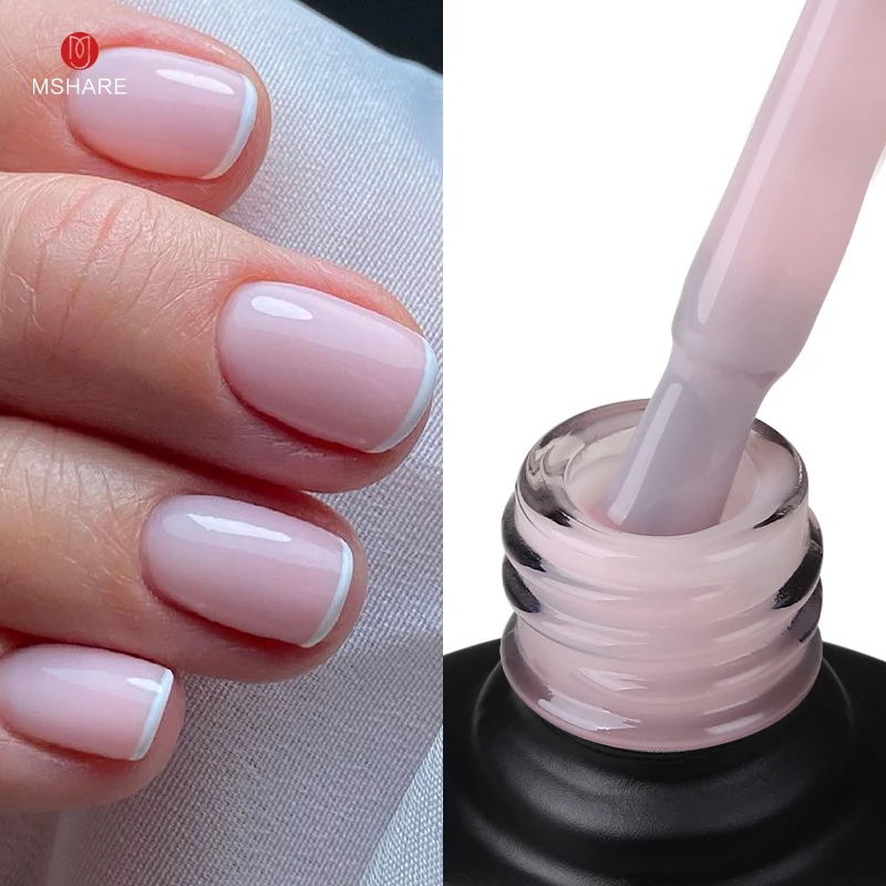 

MSHARE Jelly Pink Rubber Base Gel Translucent Camouflage with Shiny Sparkling UV LED Gel Polish 10ml