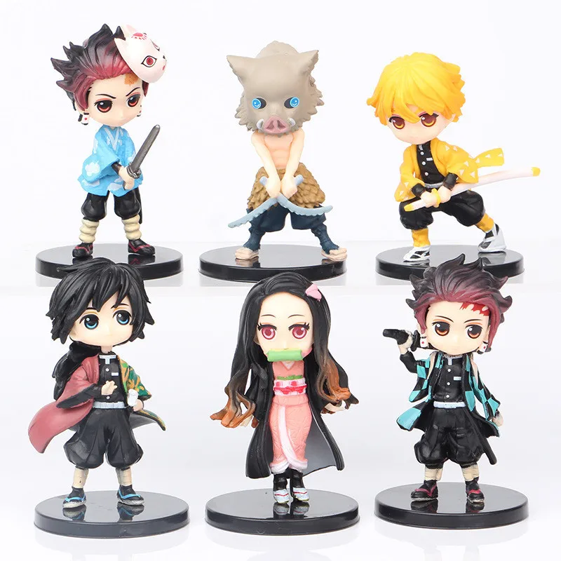 

6pcs/set Demon Slayer Action Figure Kamado Tanjirou Nezuko Zenitsu Inosuke Kimetsu No Yaiba Model Toy Collection Decor Child Toy