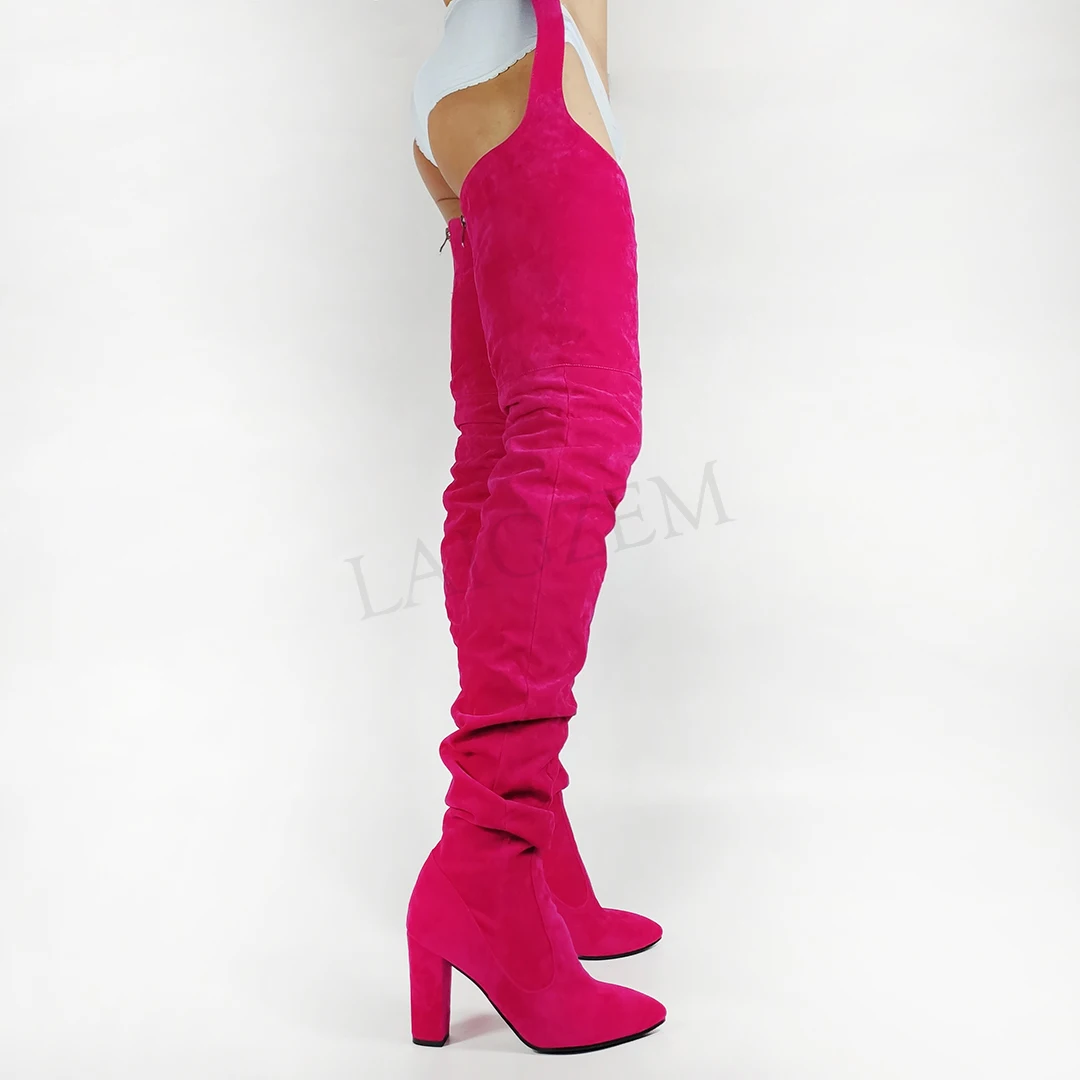 Женские ботинки ZHIMA с ремнем на талии женские высокие сапоги выше колена