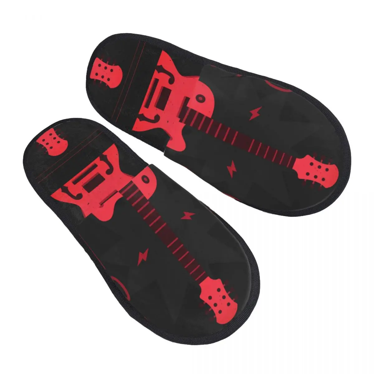 

Indoor Black Red Electric Guitar Warm Slippers Winter Home Plush Slippers Fashion Home Soft Fluffy Slippers